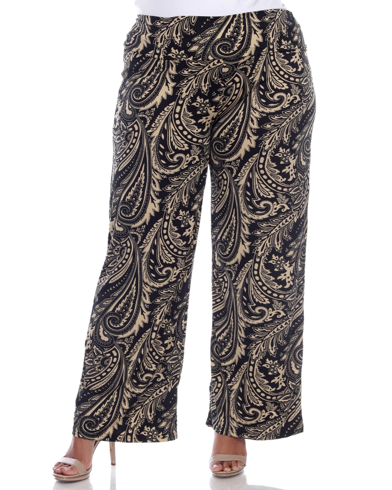 Paisley Wide Leg Palazzo Pants Black Brown